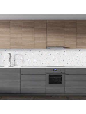 Sticker Art Mutfak Tezgah Arası Folyo Fayans Kaplama Folyosu Beyaz Kare Mermer Desen 60 x 400