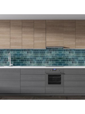 Sticker Art Mutfak Tezgah Arası Folyo Fayans Kaplama Folyosu Blue Seramic 60 x 100