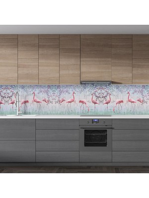 Sticker Art Mutfak Tezgah Arası Folyo Fayans Kaplama Folyosu Flamingo 60 x 500