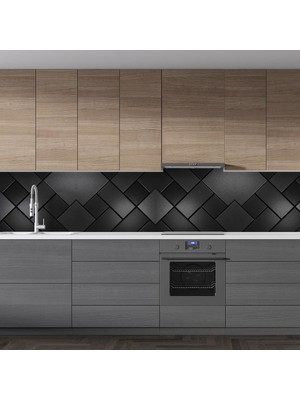 Sticker Art Mutfak Tezgah Arası Folyo Fayans Kaplama Folyosu Siyah Tasarım 60 x 200