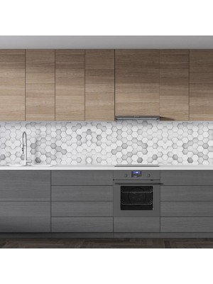 Sticker Art Mutfak Tezgah Arası Folyo Fayans Kaplama Folyosu 3D Bal Peteği Desen 60 x 200