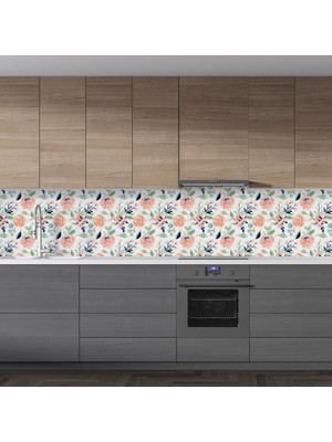 Sticker Art Mutfak Tezgah Arası Folyo Fayans Kaplama Folyosu Renkli Çiçek 5. Model 60 x 200