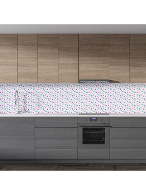 Sticker Art Mutfak Tezgah Arası Folyo Fayans Kaplama Folyosu Renkli Puantiye Desen 60 x 200