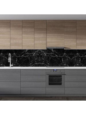 Sticker Art Mutfak Tezgah Arası Folyo Fayans Kaplama Folyosu Siyah Mermer Desen 60 x 500