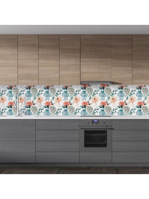 Sticker Art Mutfak Tezgah Arası Folyo Fayans Kaplama Folyosu Boyama Güller 60 x 500