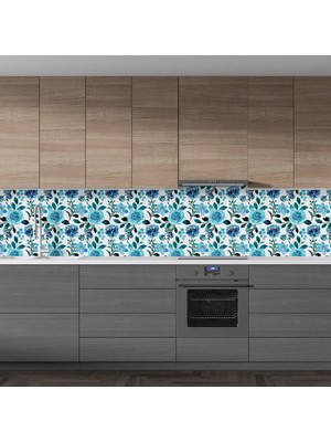 Sticker Art Mutfak Tezgah Arası Folyo Fayans Kaplama Folyosu Renkli Çiçek 4. Model 60 x 100
