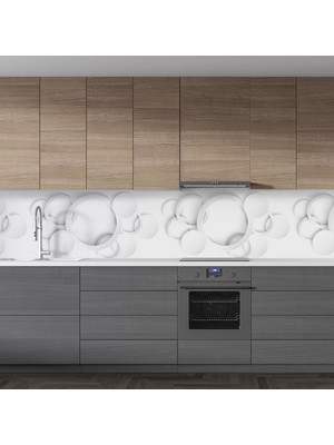 Sticker Art Mutfak Tezgah Arası Folyo Fayans Kaplama Folyosu Beyaz Yuvarlak Desenler 60 x 300