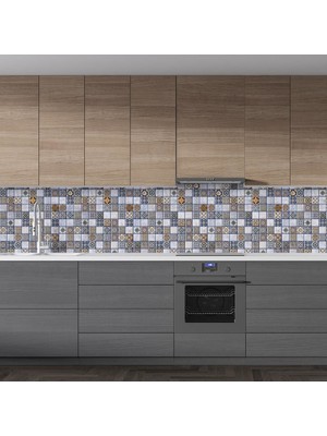 Sticker Art Mutfak Tezgah Arası Folyo Fayans Kaplama Folyosu Mozaik Desen 60 x 200