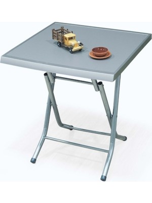 Güvenç Katlanabilir Plastik Masa Metal Ayaklı 60X60 cm Gri
