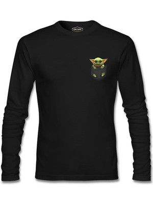 Lord T-Shirt Baby Yoda - Pocket Siyah Erkek Sweatshirt