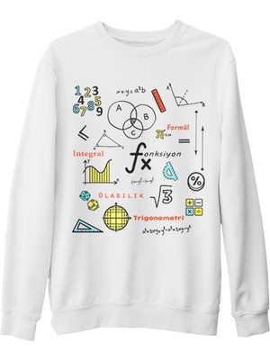Lord T-Shirt Matematik - Integral Beyaz Kalın Sweatshirt