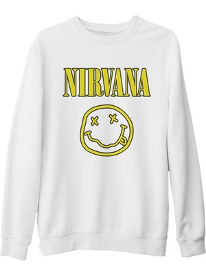 Lord T-Shirt Nirvana - Logo 2  Beyaz Kalın Sweatshirt