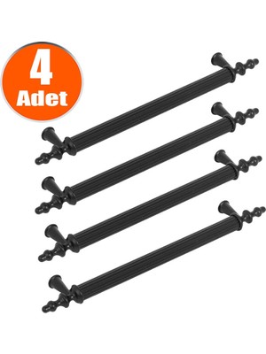 BADEM10 Ovacık Çekmece Dolap Kapak Kulpu Kulbu 224 mm Siyah Metal Kulp (4 Adet)