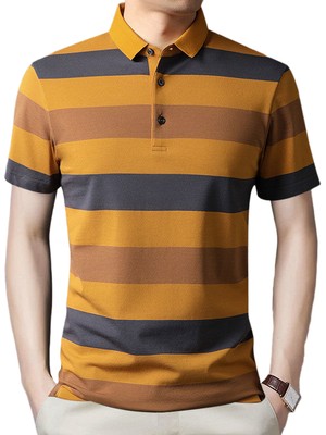 Kingmall Erkek Polo Çok Renkli Çizgili T-Shirt (Yurt Dışından)