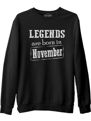 Lord T-Shirt Burç - Born In November Vintage Siyah Erkek Kalın Sweatshirt