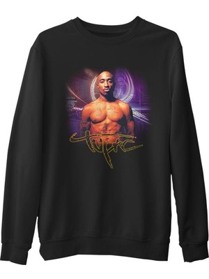 Lord T-Shirt Tupac Shakur  Siyah Erkek Kalın Sweatshirt