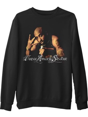Lord T-Shirt Tupac Shakur  Siyah Erkek Kalın Sweatshirt