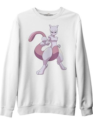 Lord T-Shirt Pokemon Go - Mewtwo Beyaz Kalın Sweatshirt