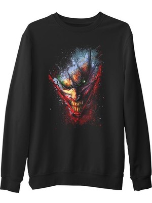 Lord T-Shirt Joker - Face  Siyah Erkek Kalın Sweatshirt