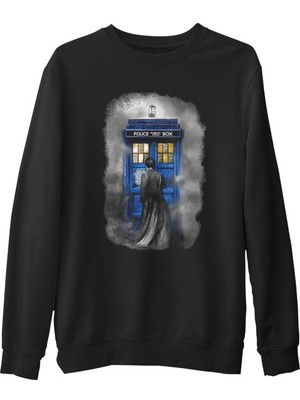 Lord T-Shirt Doctor Who - Tardis  Siyah Erkek Kalın Sweatshirt