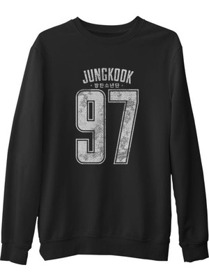 Lord T-Shirt Bts -  Jungkook 97  Siyah Erkek Kalın Sweatshirt