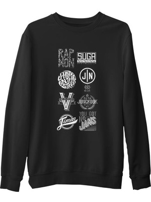 Lord T-Shirt Bts -  Logo  Siyah Erkek Kalın Sweatshirt