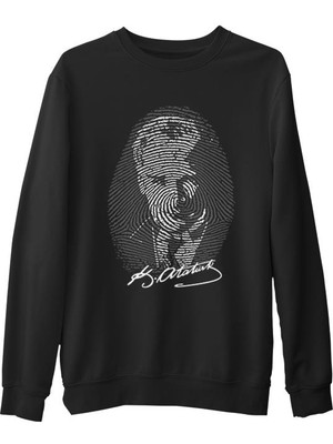 Lord T-Shirt Dna'mızda Var - Atatürk Siyah Erkek Kalın Sweatshirt