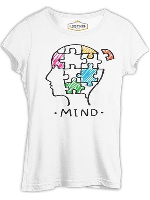 Lordd T-Shirt Akıl - Yapboz Beyaz Kadın T-Shirt