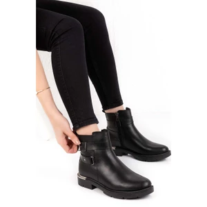 Hakiki Deri Metal Topuk Detaylı Bot DGN.701 - Siyah - 36