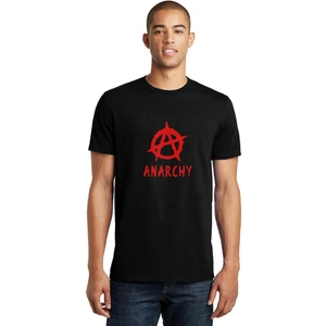Anarchy Baskılı Siyah Erkek Örme Tshirt