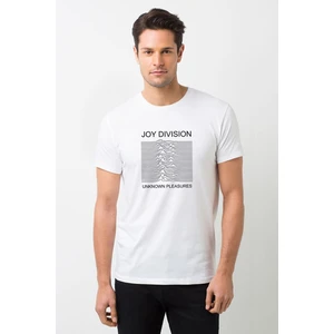 Joy Division Baskılı Beyaz Erkek Örme Tshirt