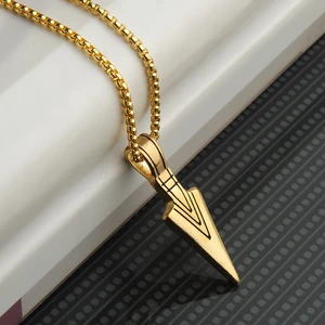 Stainless Steel Stainles Steel Ok Ucu Tasarım Erkek Çelik Kolye