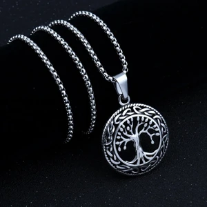 Yaşam & Ölümsüzlük Ağacı Tree Of Life Yggdrasil Çelik Kolye