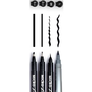 Vox Art 4'lü Kaligrafi Kalem Seti 2 Mm3 mm Ince Brush Kalın Burush