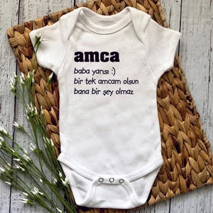 Amca Baba Yarısı Baskılı Bebek Body Zıbın