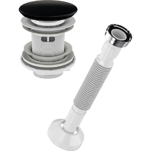 İz Yapı Lavabo Sifonu Clik-Clack Pup-Up Siyah Seramik Kafa Taşmalı