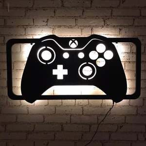 Bir2bir Hediyelik Xbox Kolu Ledli Duvar Süsü Mdf Tablo Duvar Aksesuarı Ahşap Tablo