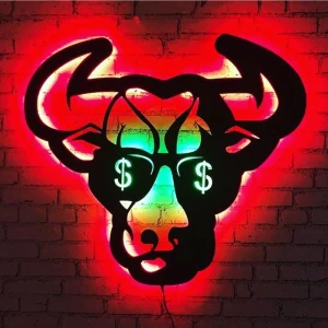 Bir2bir Hediyelik Ox Boss Ledli Duvar Süsü Mdf Tablo Duvar Aksesuarı Ahşap Tablo
