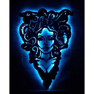 Bir2bir Hediyelik Medusa Ledli Duvar Süsü Mdf Tablo Duvar Aksesuarı Ahşap Tablo