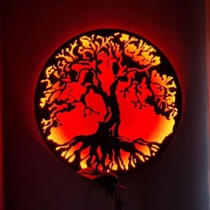 Bir2bir Hediyelik Hayat Ağacı Ledli Duvar Süsü Mdf Tablo Duvar Aksesuarı Ahşap Tablo