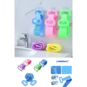 4 Adet Banyo Sırt Kesesi Çift Taraflı Silikon Kese Duş Lifi Sırt Keseleme Fırçası 70cm