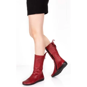 Hakiki Deri Sıcak Astar Yumuşak Dokulu Çizme ESFA.1600 - Kırmızı - 38
