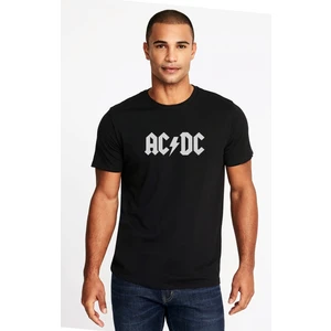 Acdc Logo Beyaz Baskılı Siyah Erkek Örme Tişört