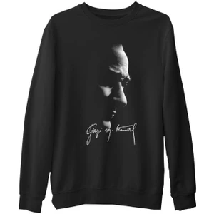 Lord T-Shirt Atatürk - Gazi Imza Siyah Erkek Kalın Sweatshirt