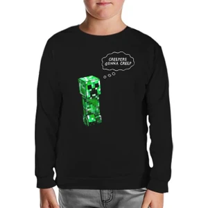 Lord T-Shirt Minecraft - Creepers Gonna Creep Siyah Çocuk Sweatshirt