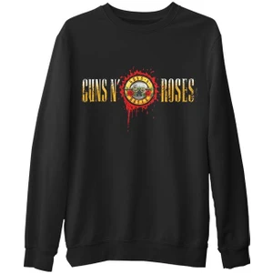 Lord T-Shirt Guns N Roses - Drops Logo Siyah Erkek Kalın Sweatshirt