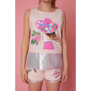 Kız Çocuk Baskılı Paraşüt Şort