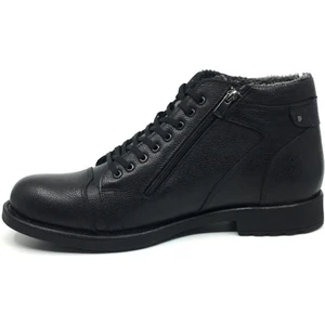 Öz Soylu %100 Deri Erkek Günlük Kışlık Içi Kürklü Büyük Fermuarlı Bot 45-47 46 Siyah