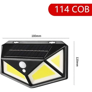 114 Ledli Solar Güneş Enerjili Bahçe Aydınlatması Hareket Sensörlü Lamba 3 Modlu Cob Led