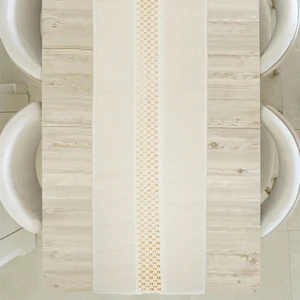 Ortası Dantelli Beyaz 42x150 cm Keten Runner Masa Örtüsü